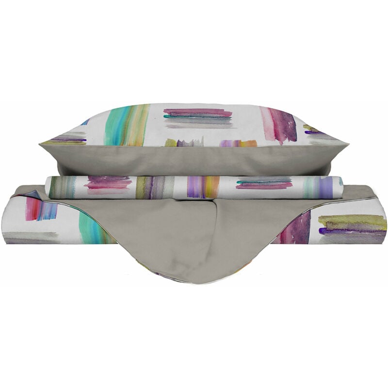 foto del prodotto giordanoshop copripiumino matrimoniale con stampa sul sacco e federe doubleface multicolor