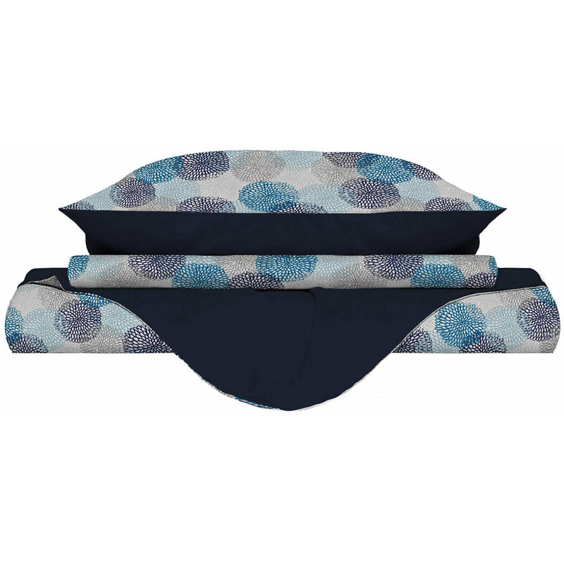 foto del prodotto giordanoshop copripiumino matrimoniale double face con federe stampato soffioni blu