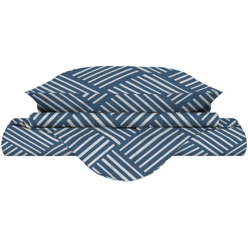 foto del prodotto giordanoshop copripiumino singolo con federe stampato in microfibra city life blue