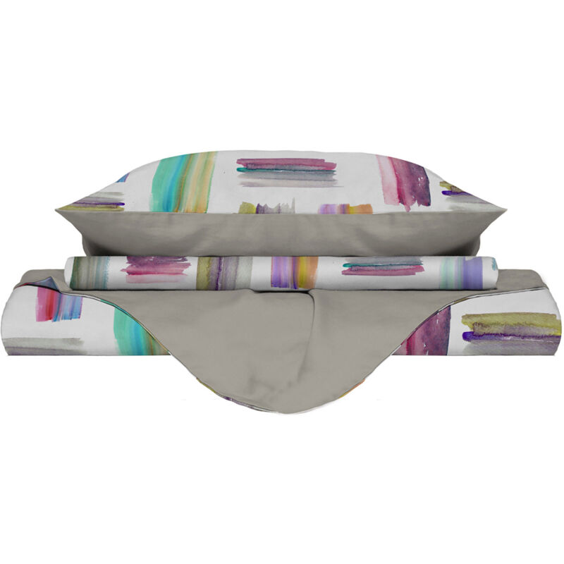 foto del prodotto giordanoshop copripiumino singolo con stampa sul sacco e federe doubleface multicolor