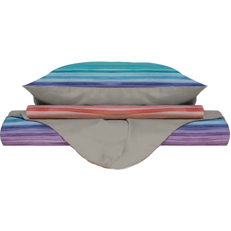 foto del prodotto giordanoshop copripiumino singolo con stampa sul sacco e federe doubleface rainbow