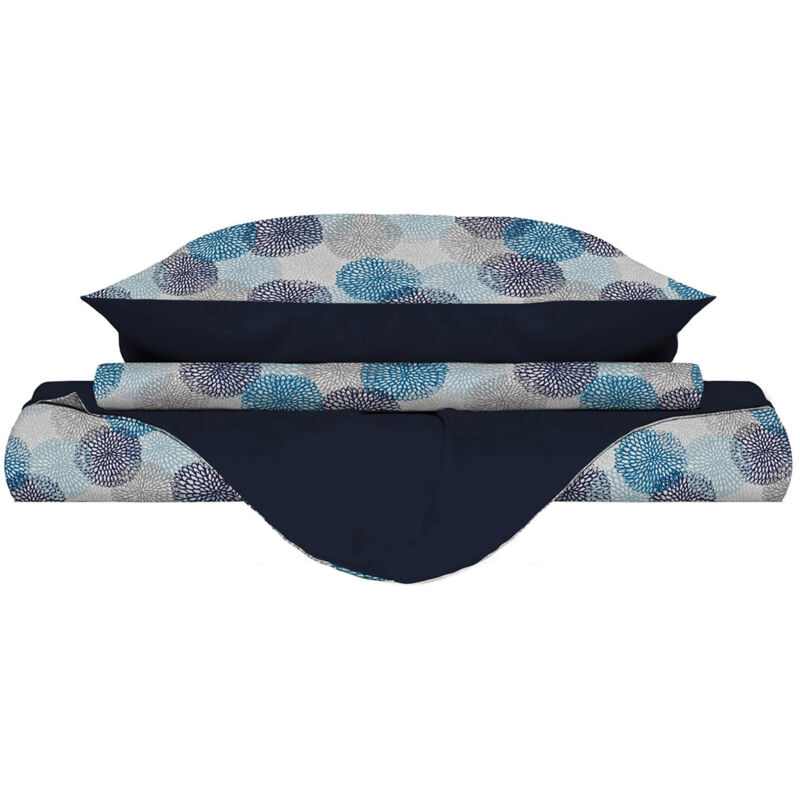 foto del prodotto giordanoshop copripiumino singolo double face con federe stampato soffioni blu