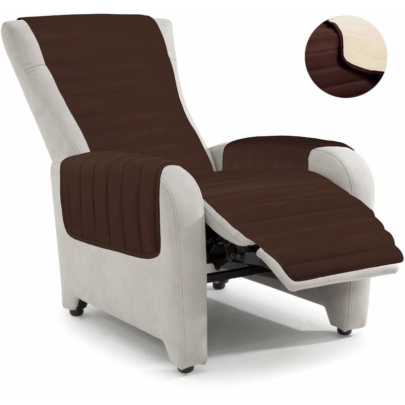 foto del prodotto giordanoshop copripoltrona trapuntato doubleface marrone panna