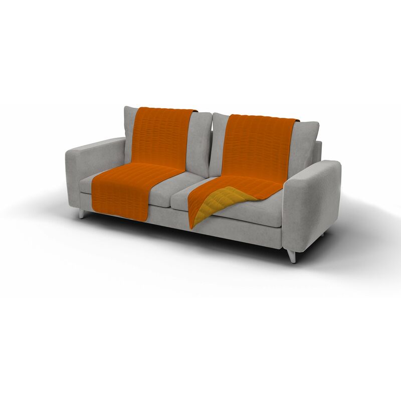 foto del prodotto giordanoshop copriseduta divano trapuntato in microfibra doubleface arancio giallo