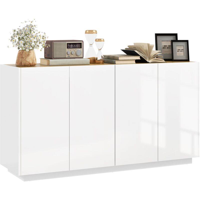 foto del prodotto giordanoshop credenza 2 ante con chiusura ammortizzata 140x40x75 cm bianco lucido