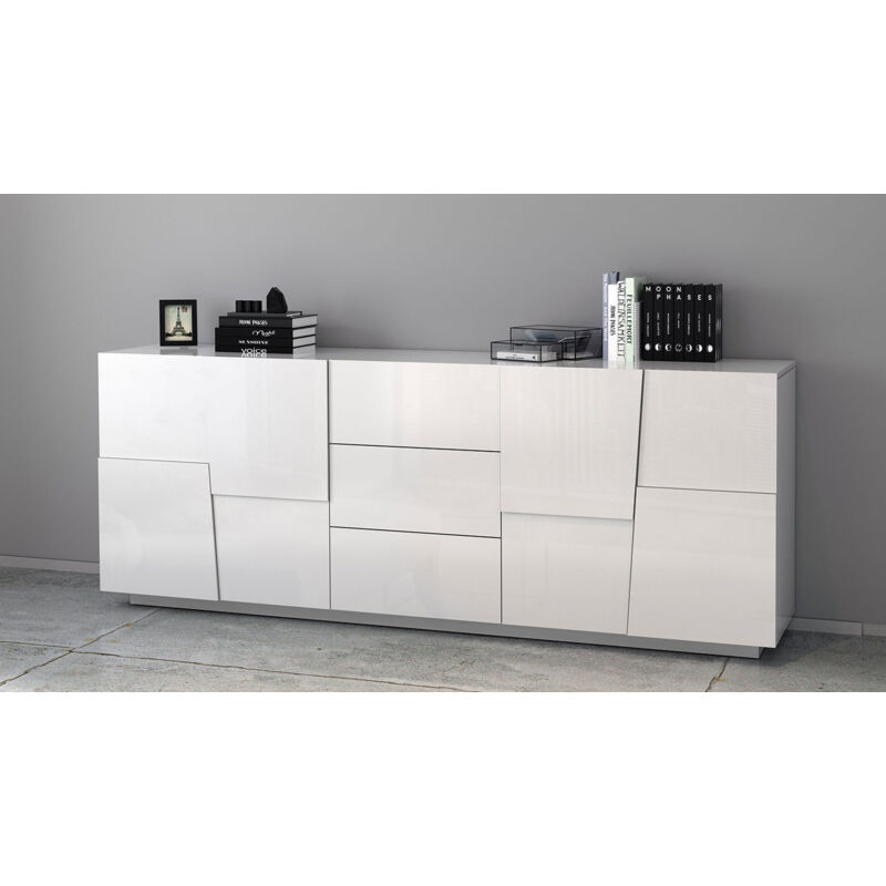foto del prodotto giordanoshop credenza 4 ante 3 cassetti 220x44x86 cm pongo 4a 3c bianco lucido