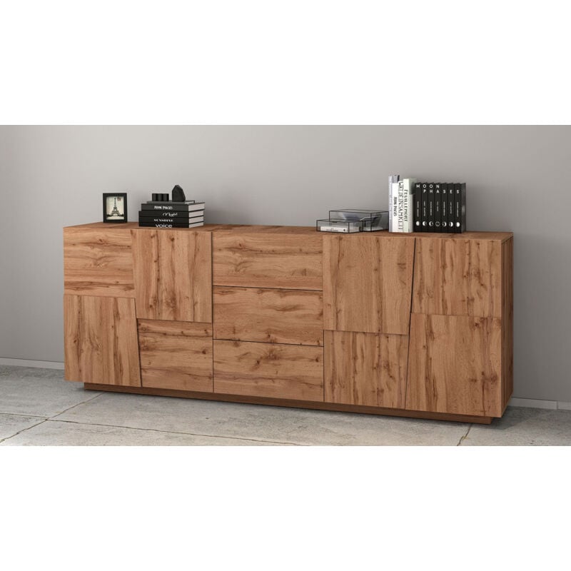 foto del prodotto giordanoshop credenza 4 ante 3 cassetti 220x44x86 cm pongo 4a 3c rovere wotan