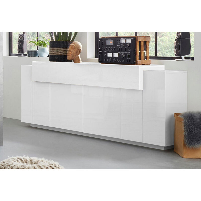 foto del prodotto giordanoshop credenza 5 ante 200x45x86 cm coro 4a bianco lucido bianco