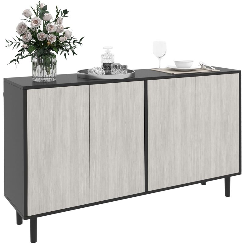 foto del prodotto giordanoshop credenza moderna con 2 armadietti 121x37x75 cm nero e grigio