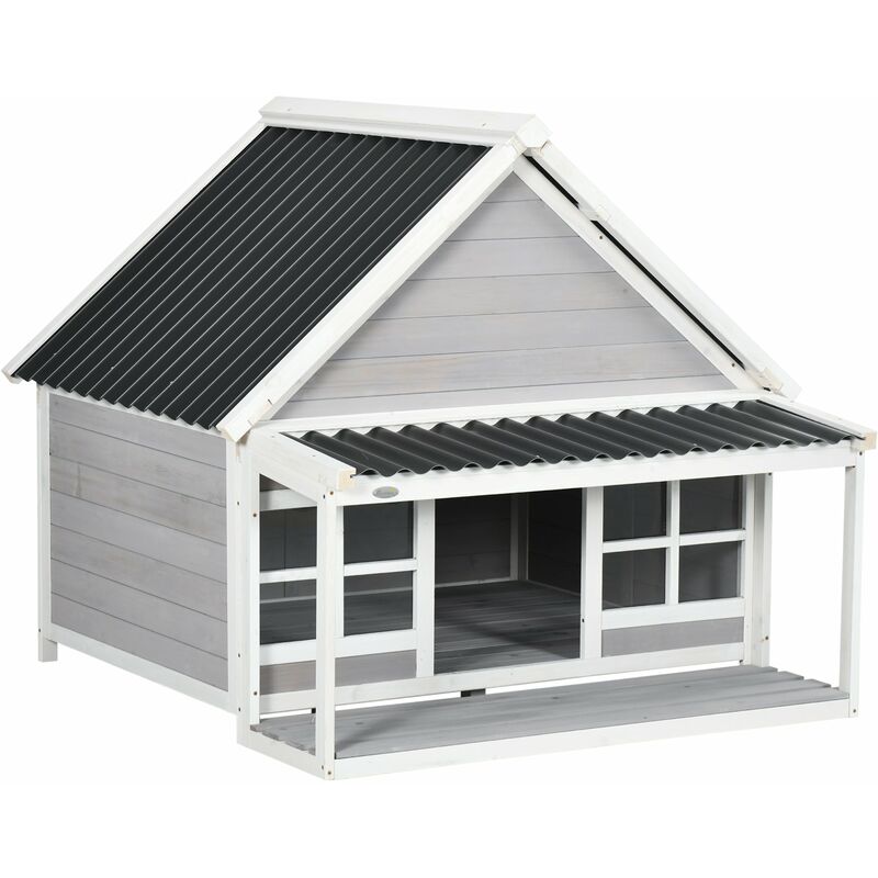 foto del prodotto giordanoshop cuccia casetta per cani 126x118x105 cm in legno e pvc grigio