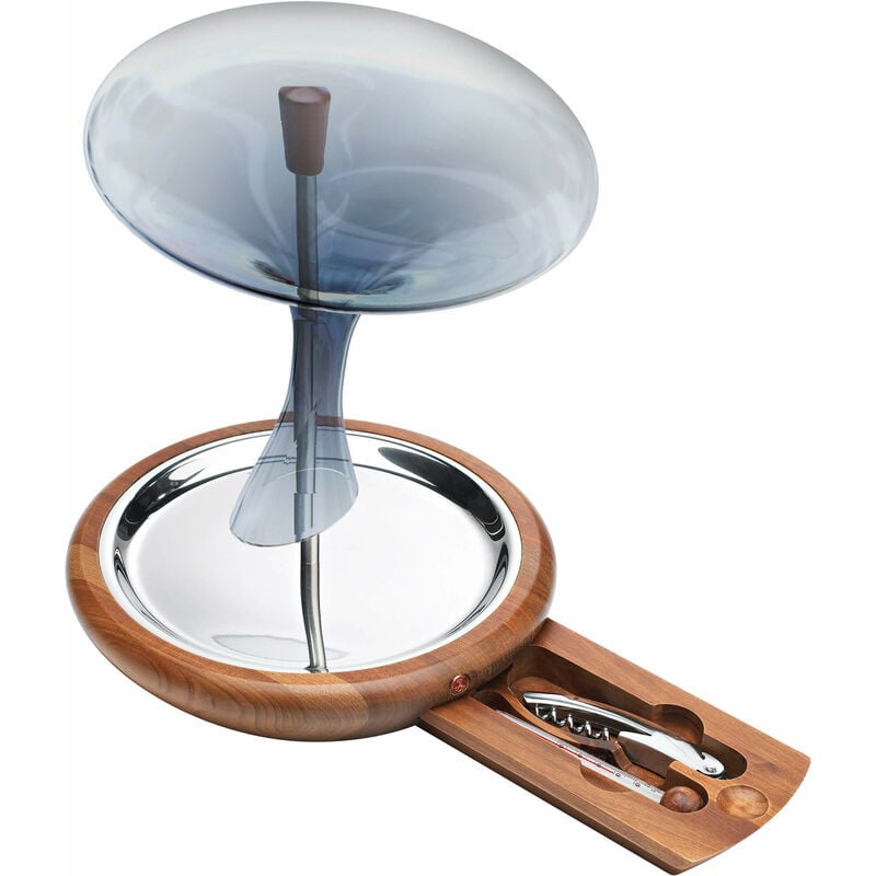 foto del prodotto giordanoshop decanter vino con base e accessori in legno e acciaio alexander
