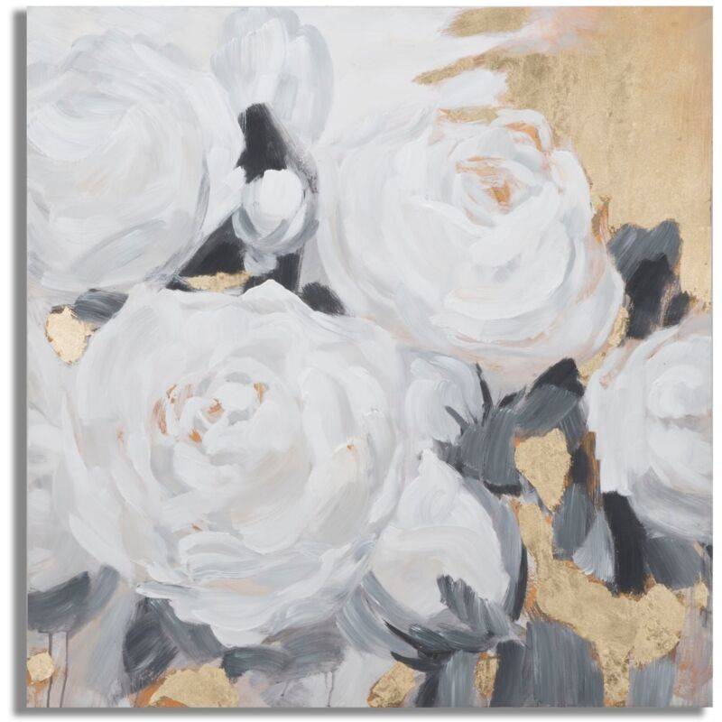 foto del prodotto giordanoshop dipinto su tela bianco flower 90x3,7x90 cm in legno di pino e canvas multicolor