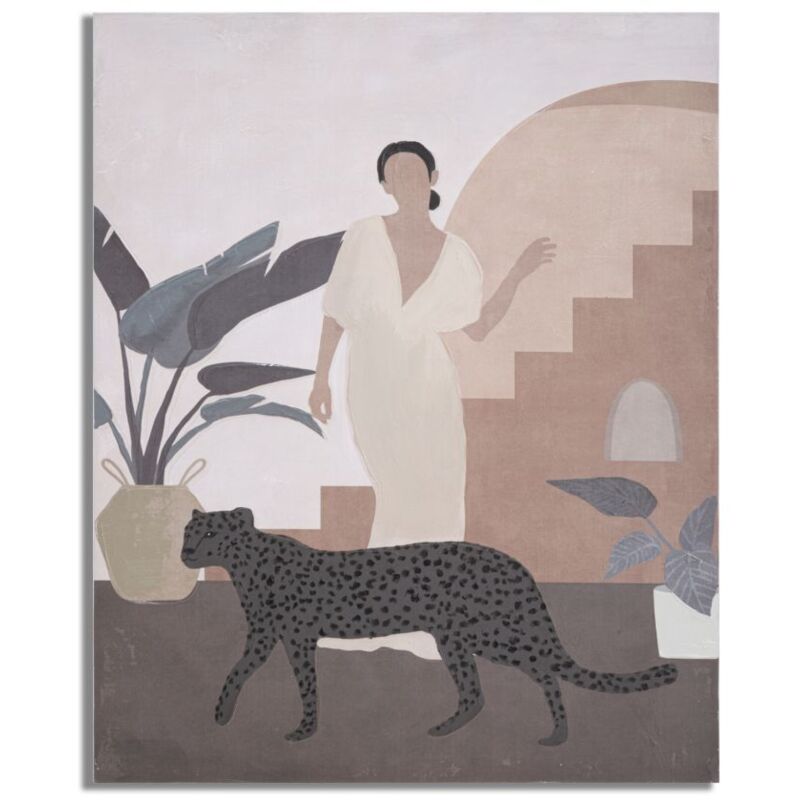 foto del prodotto giordanoshop dipinto su tela lady animals 80x3,7x100 cm in legno e tessuto