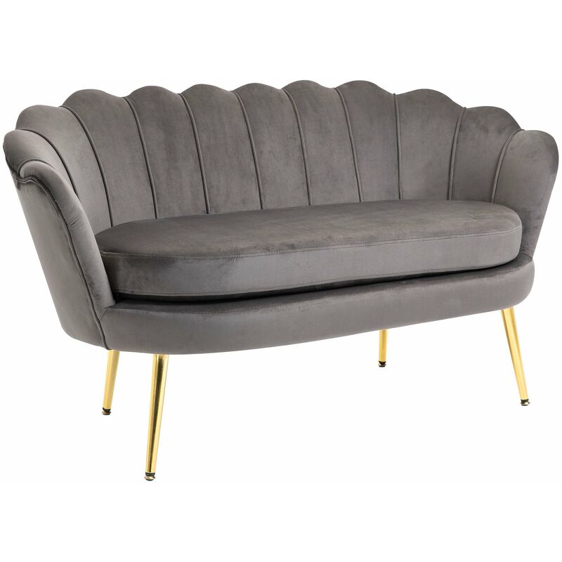 foto del prodotto giordanoshop divano 2 posti 130x63x73 cm in velluto grigio