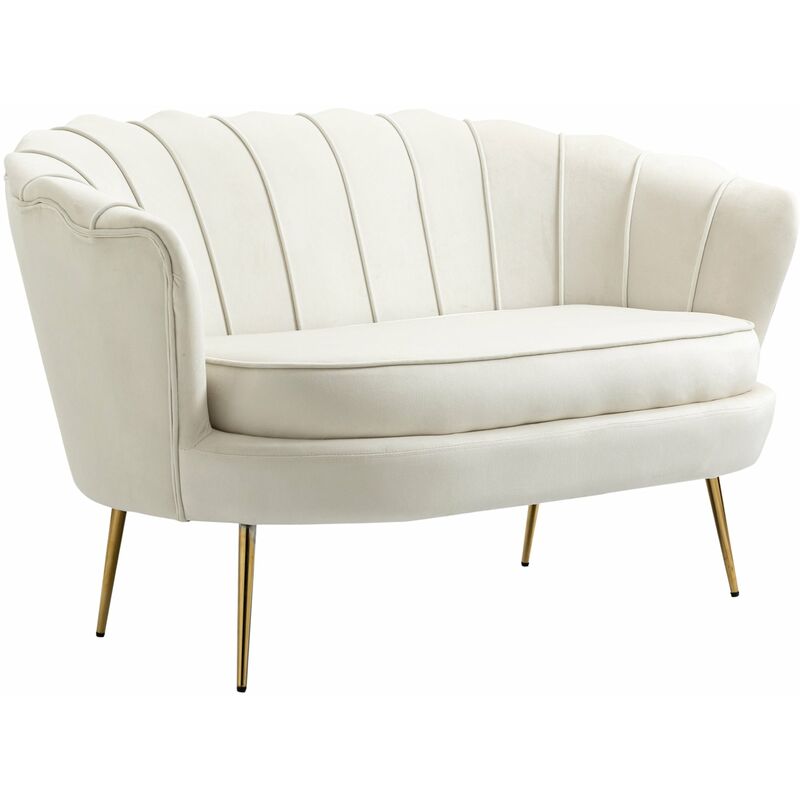 foto del prodotto giordanoshop divano 2 posti 130x77x77 cm in velluto crema