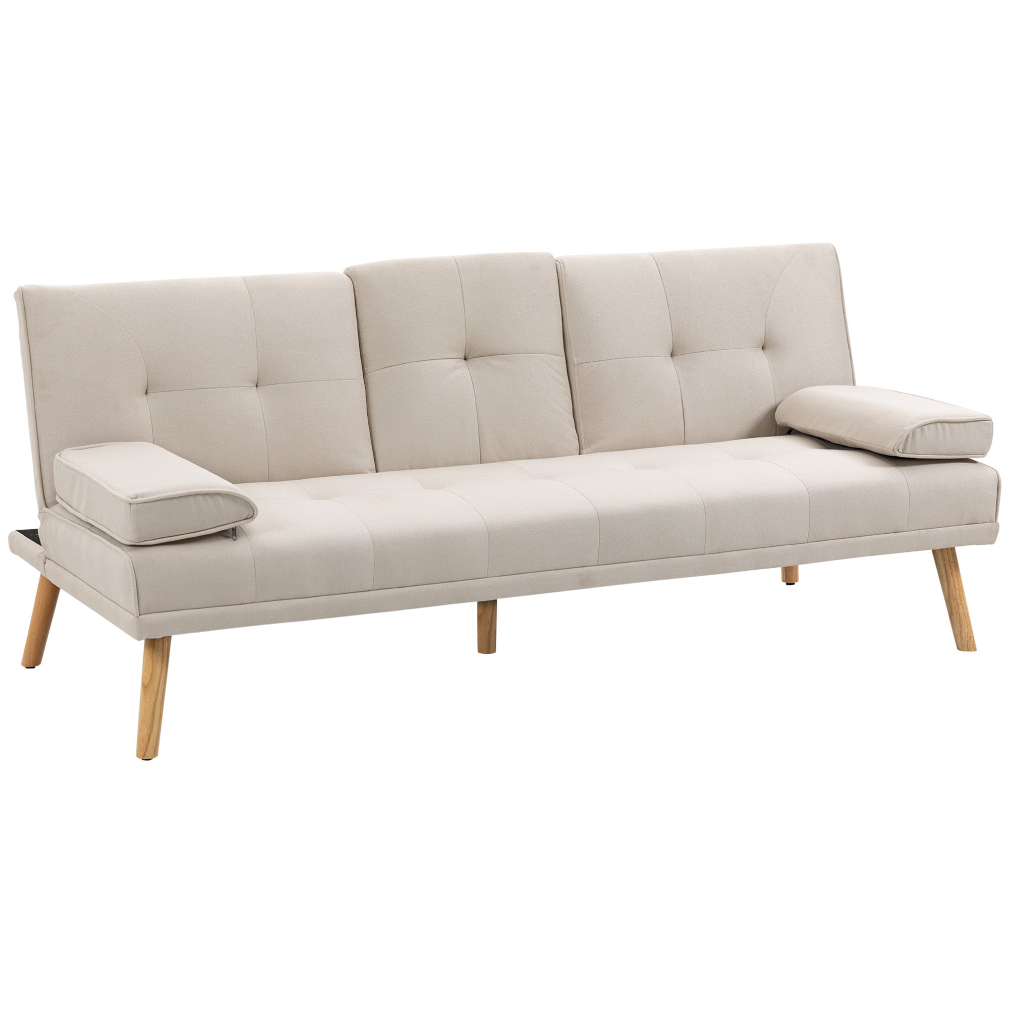 foto del prodotto giordanoshop divano letto 3 posti 181x77x78 cm in tessuto effetto lino beige