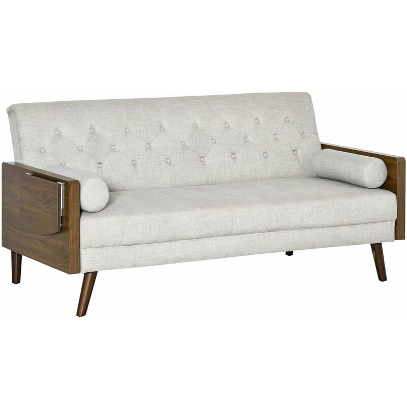 foto del prodotto giordanoshop divano letto 3 posti 200x88x89 cm con mensole laterali beige