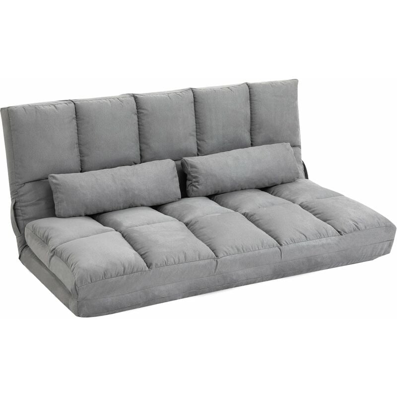 foto del prodotto giordanoshop divano letto pieghevole da pavimento 130x73x60 cm schienale reclinabile grigio chiaro