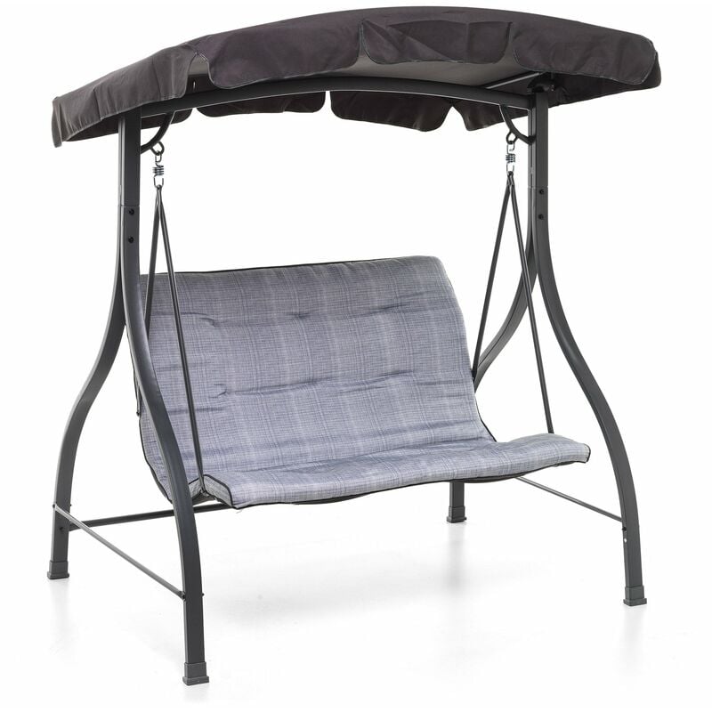 foto del prodotto giordanoshop dondolo 2 posti da giardino 160x112x163 cm in ferro e poliestere haiti antracite e grigio