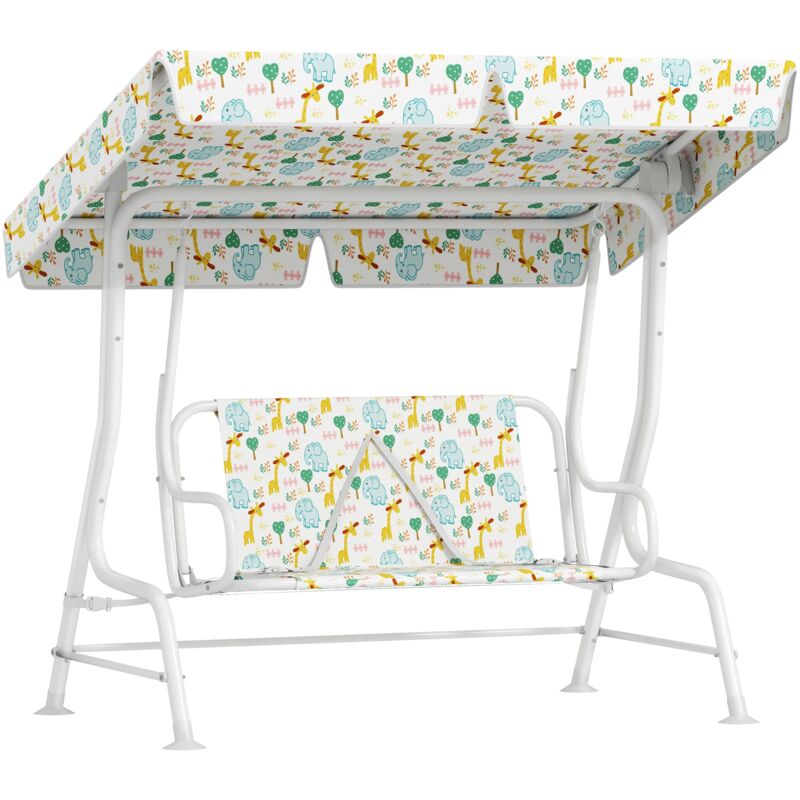 foto del prodotto giordanoshop dondolo per bambini da giardino a 2 posti 112x75x120 cm con cinture di sicurezza bianco