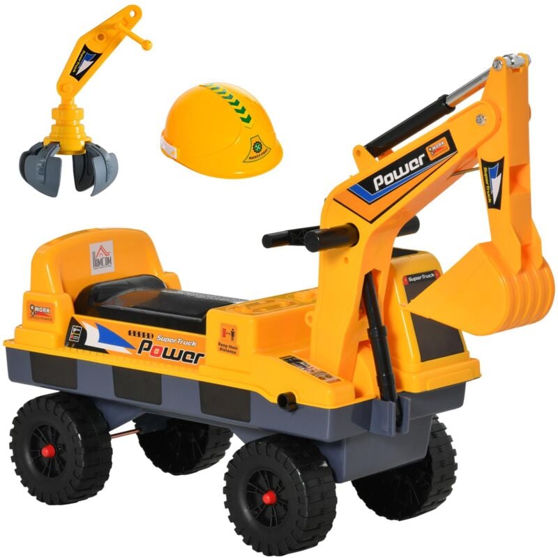 foto del prodotto giordanoshop escavatore ruspa cavalcabile 90x28x58 cm per bambini giallo