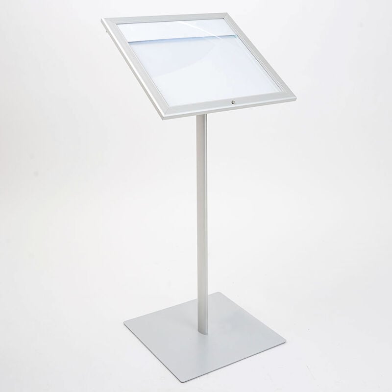 foto del prodotto giordanoshop espositore a leggio con piantana 50,5x47,7x2,3 cm in alluminio porta men silver