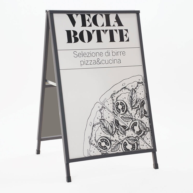 foto del prodotto giordanoshop espositore pubblicitario bifacciale a cavalletto pieghevole 60x90 cm in metallo nero