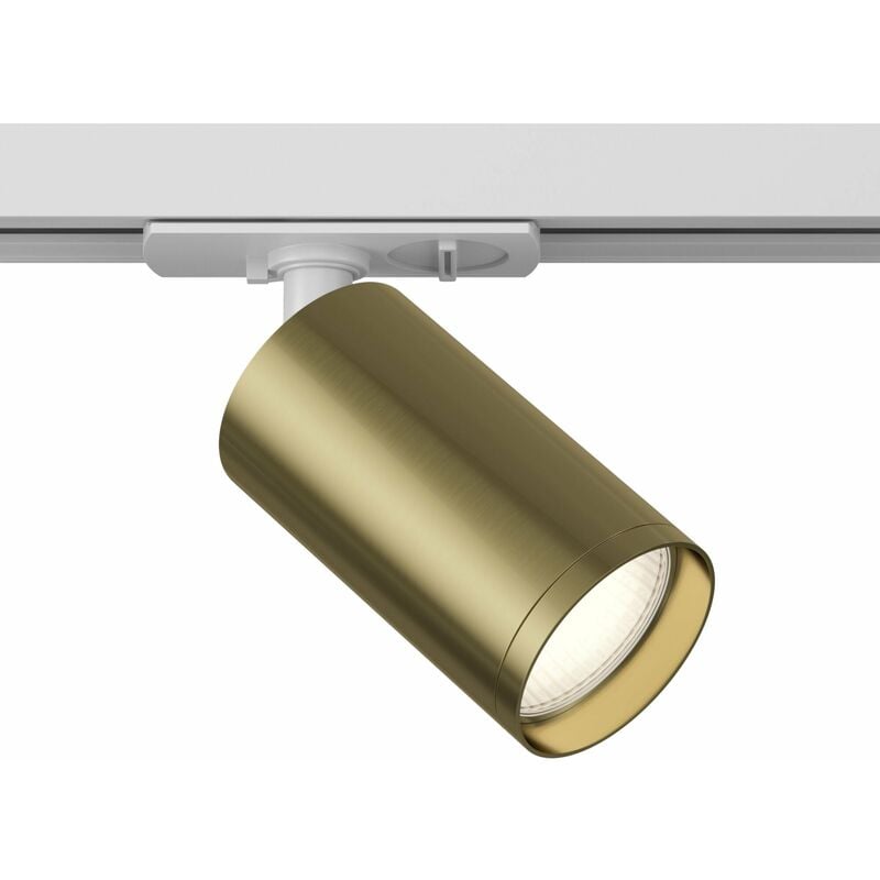 foto del prodotto giordanoshop faretto per sistema illuminazione binario 50w gu10 in alluminio bianco e ottone lucido