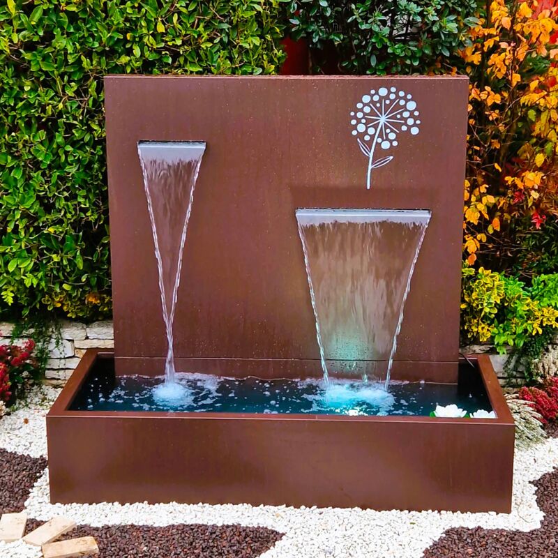 foto del prodotto giordanoshop fontana a cascata da giardino 190x80xh180 cm in metallo con pompa corten