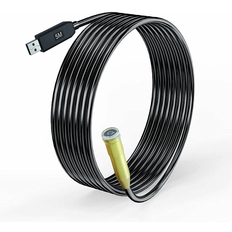 foto del prodotto giordanoshop fotocamera endoscopica usb da 5m con 4 luci led sonda impermeabile flessibile