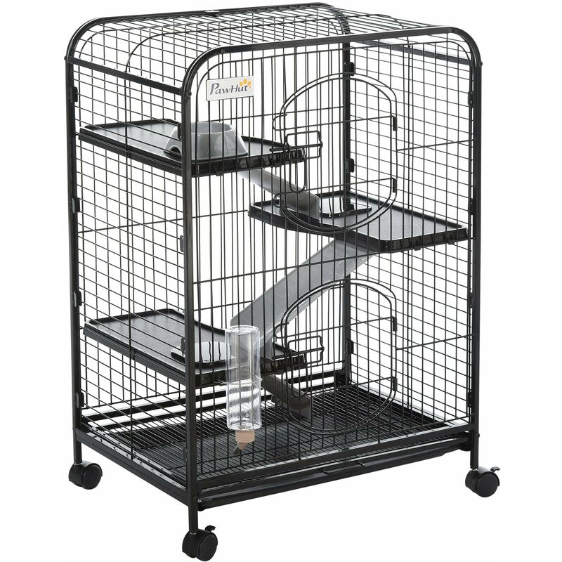 foto del prodotto giordanoshop gabbia per roditori con ruote 64x43,5x93 cm in metallo nero