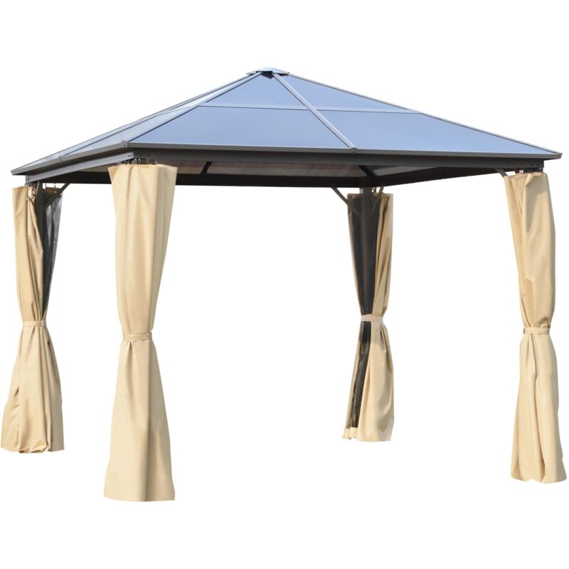 foto del prodotto giordanoshop gazebo da giardino 2,94x2,94m con zanzariere in policarbonato caff e khaki