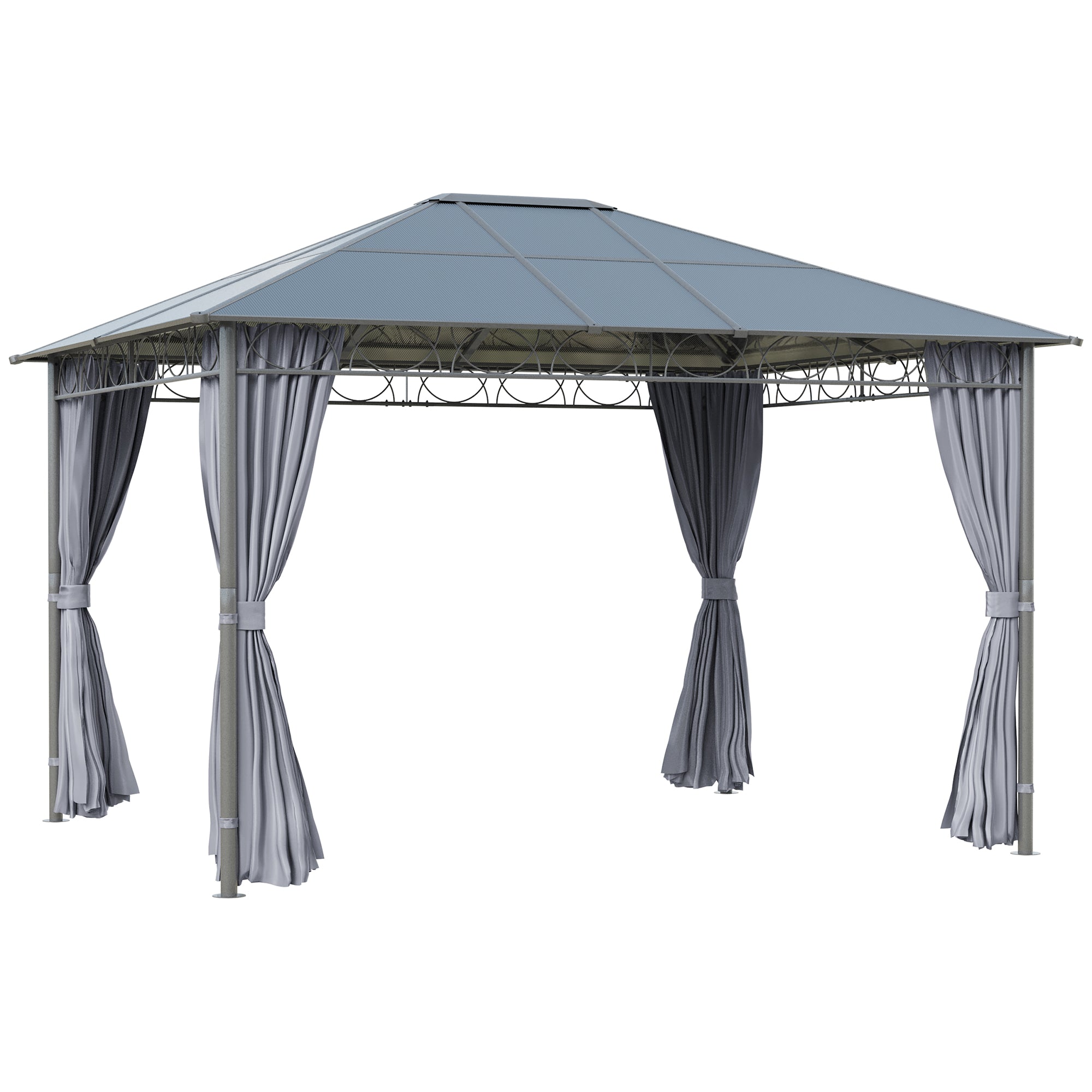 foto del prodotto giordanoshop gazebo da giardino 3,6x3m tetto in policarbonato grigio