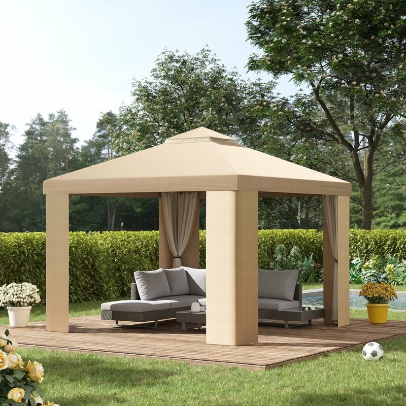 foto del prodotto giordanoshop gazebo da giardino 3x3m con zanzariera in metallo cachi