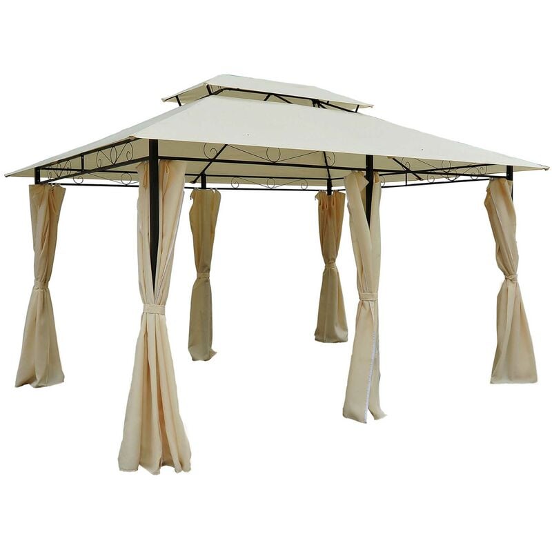 foto del prodotto giordanoshop gazebo da giardino 3x4m con tende in acciaio e poliestere bianco e crema