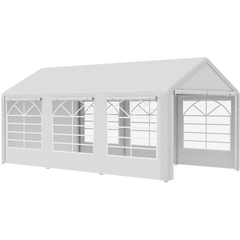 foto del prodotto giordanoshop gazebo da giardino 600x300x280 cm 3 stanze e porte a cerniera bianco