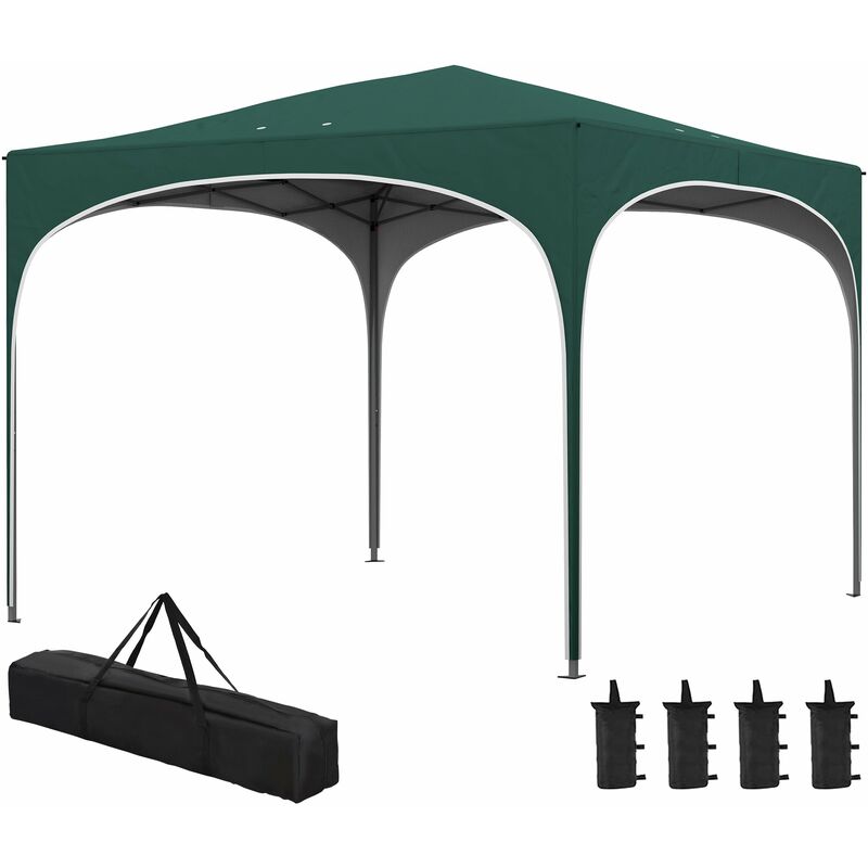 foto del prodotto giordanoshop gazebo pieghevole 295x295 cm in acciaio e tessuto oxford verde