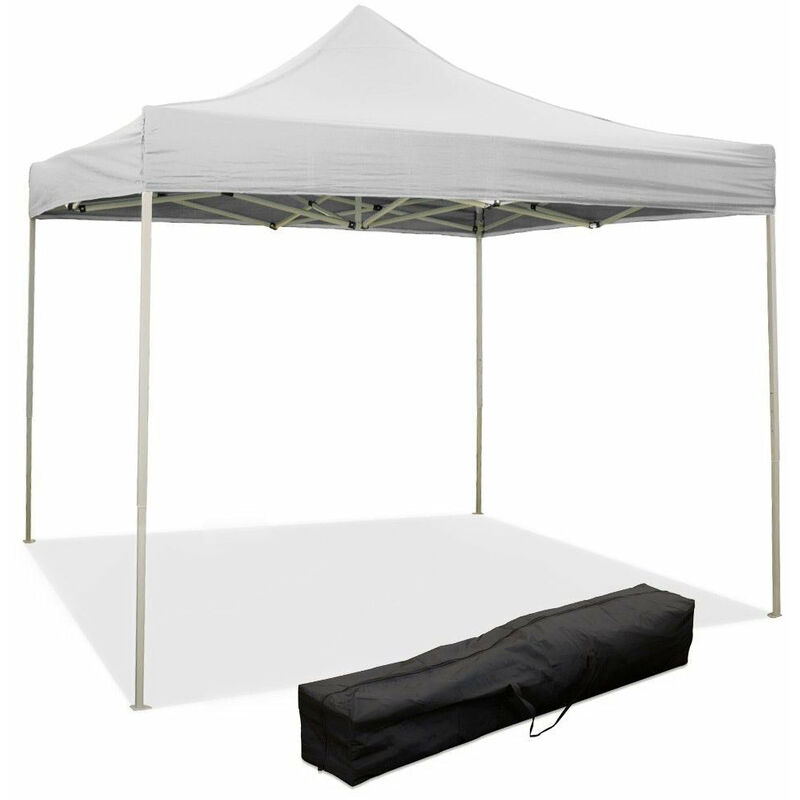 foto del prodotto giordanoshop - gazebo richiudibile pieghevole 3x3m in acciaio e pvc impermeabile bianco