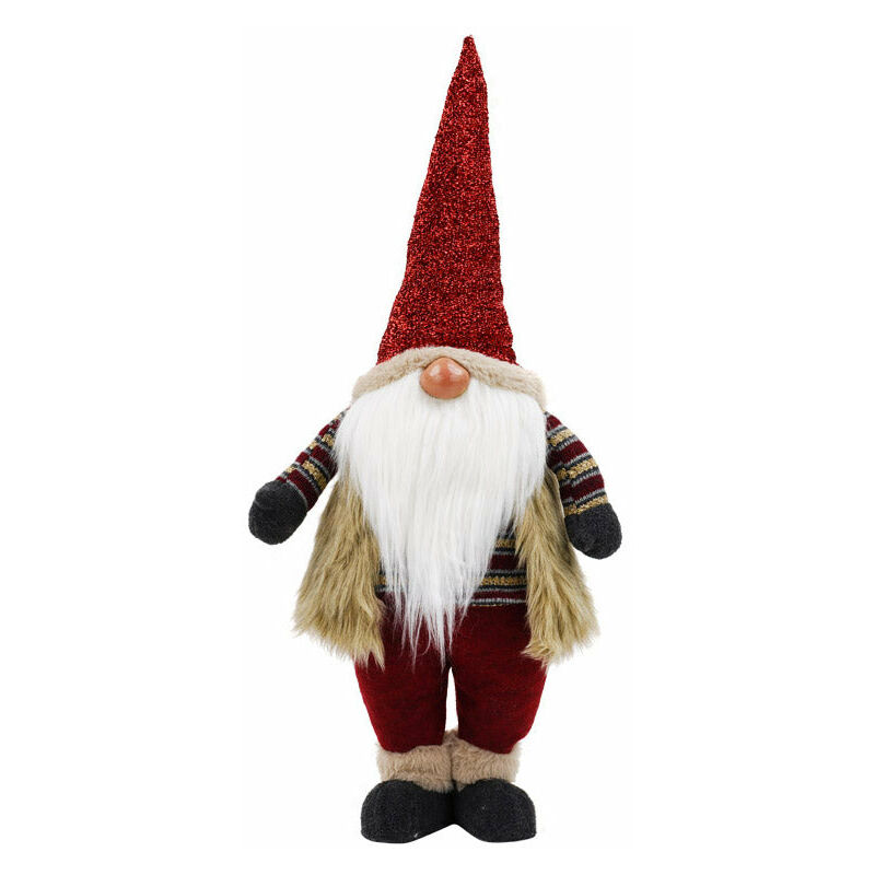 foto del prodotto giordanoshop gnomo di babbo natale h70 cm in tessuto rosso