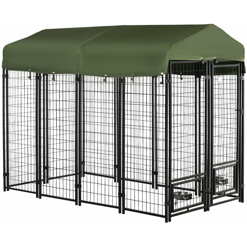 foto del prodotto giordanoshop kennel per cani da esterno 244x122x183 cm in acciaio e tessuto oxford verde