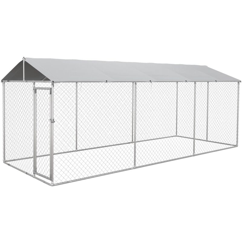 immagine 0 del prodotto giordanoshop kennel per cani da esterno 6x2,3x2,3m con tetto impermeabile in tessuto oxford e acciaio argento