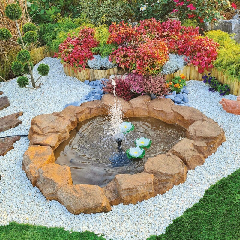 foto del prodotto giordanoshop laghetto artificiale roccia a bordo largo 160x150x42 cm 360 litri