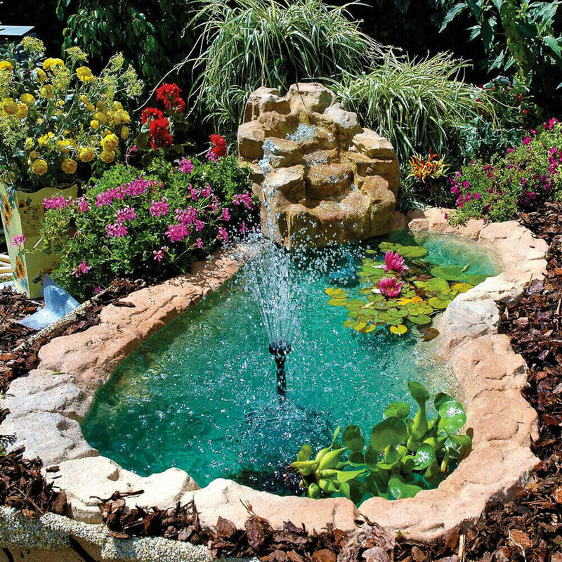 foto del prodotto giordanoshop laghetto con cascata artificiale roccia da giardino 265x145 cm in vetroresina con pompa