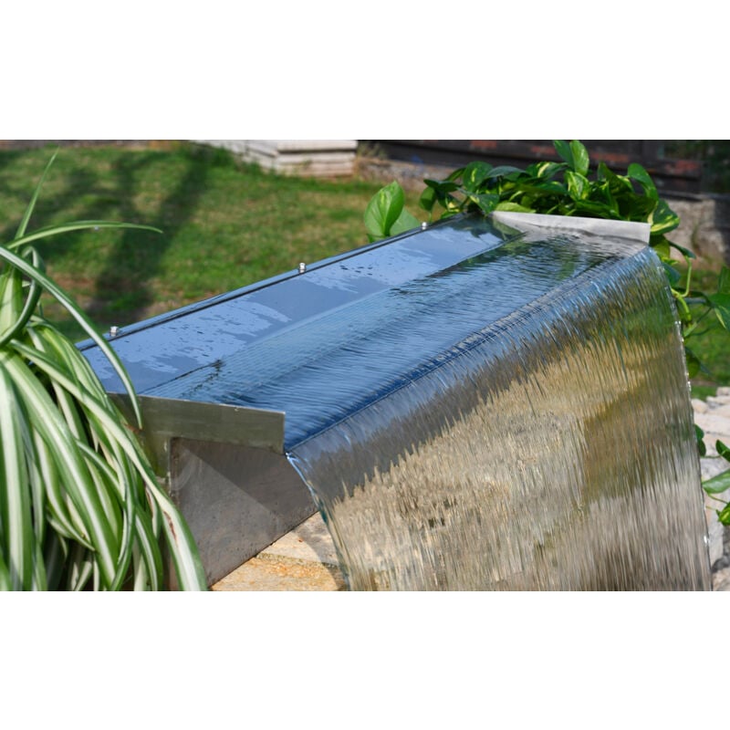 foto del prodotto giordanoshop lama d acqua effetto a cascata per piscina o laghetto 120x14xh12 cm in acciaio inox lucido