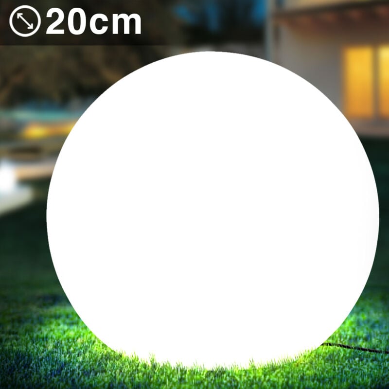 foto del prodotto giordanoshop lampada sfera da giardino 20cm luce illuminazione esterno attacco e27 bianco