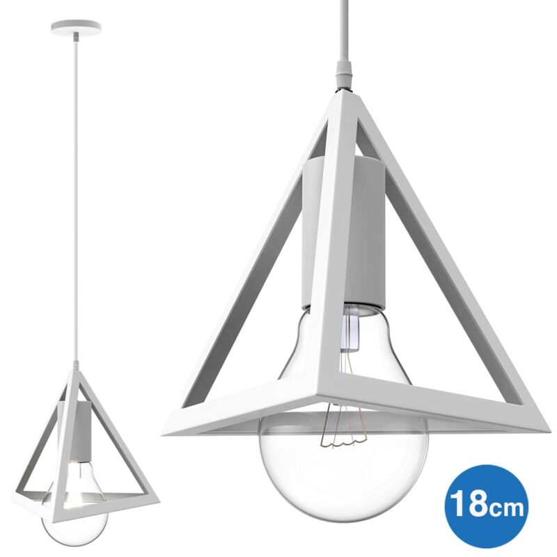 foto del prodotto giordanoshop lampadario lampada sospensione piramide 18cm design moderno paralume bianco