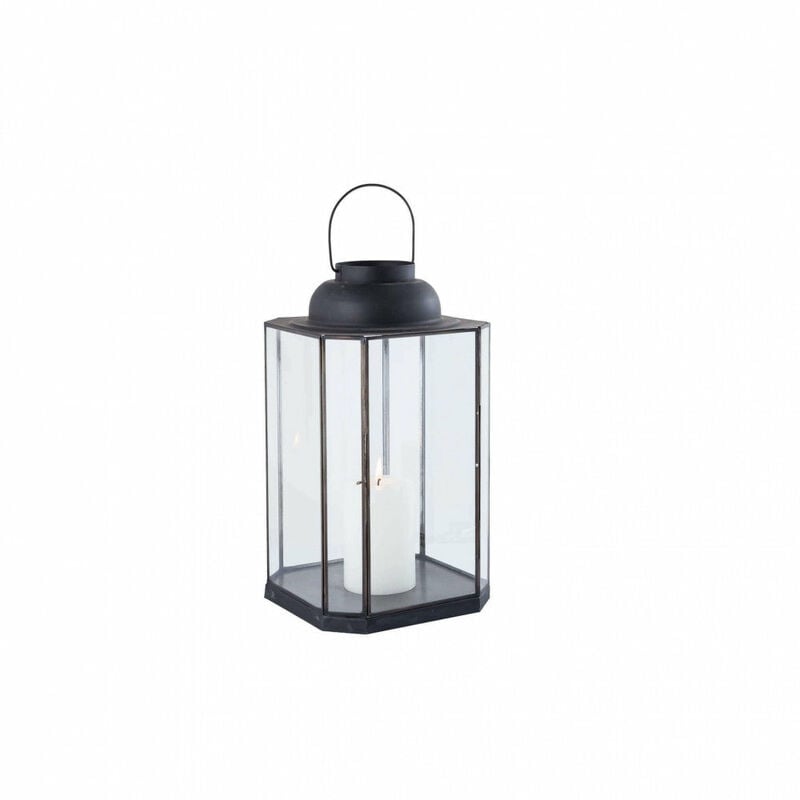 foto del prodotto giordanoshop lanterna mirabelle grande 27x27x61,5 h cm in acciaio antracite