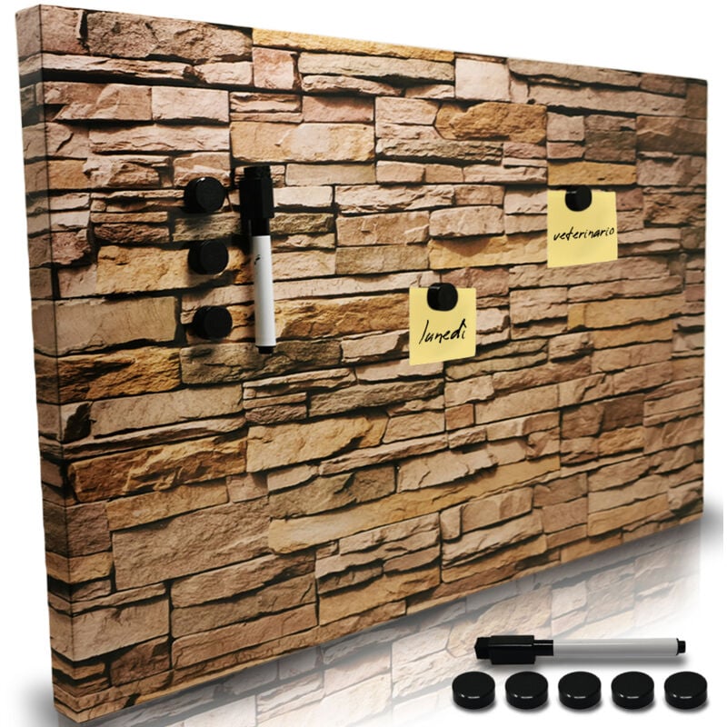 foto del prodotto giordanoshop lavagna magnetica design mattoni 60x40cm con 1 pennarello cancellabile 5 magneti