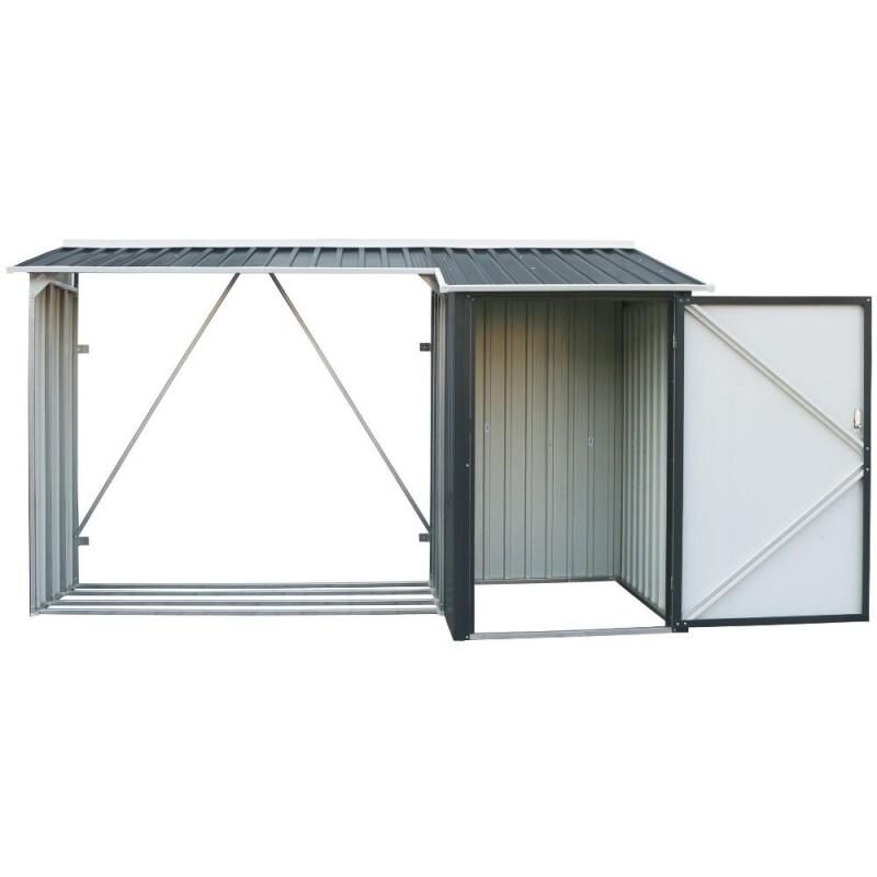 foto del prodotto giordanoshop legnaia da giardino 272x100x160 cm in metallo antracite e bianco