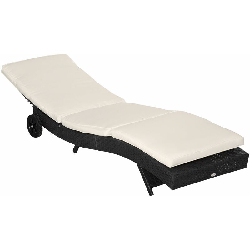foto del prodotto giordanoshop lettino prendisole da giardino con schienale regolabile e cuscino 207x70x70 cm in rattan pe nero